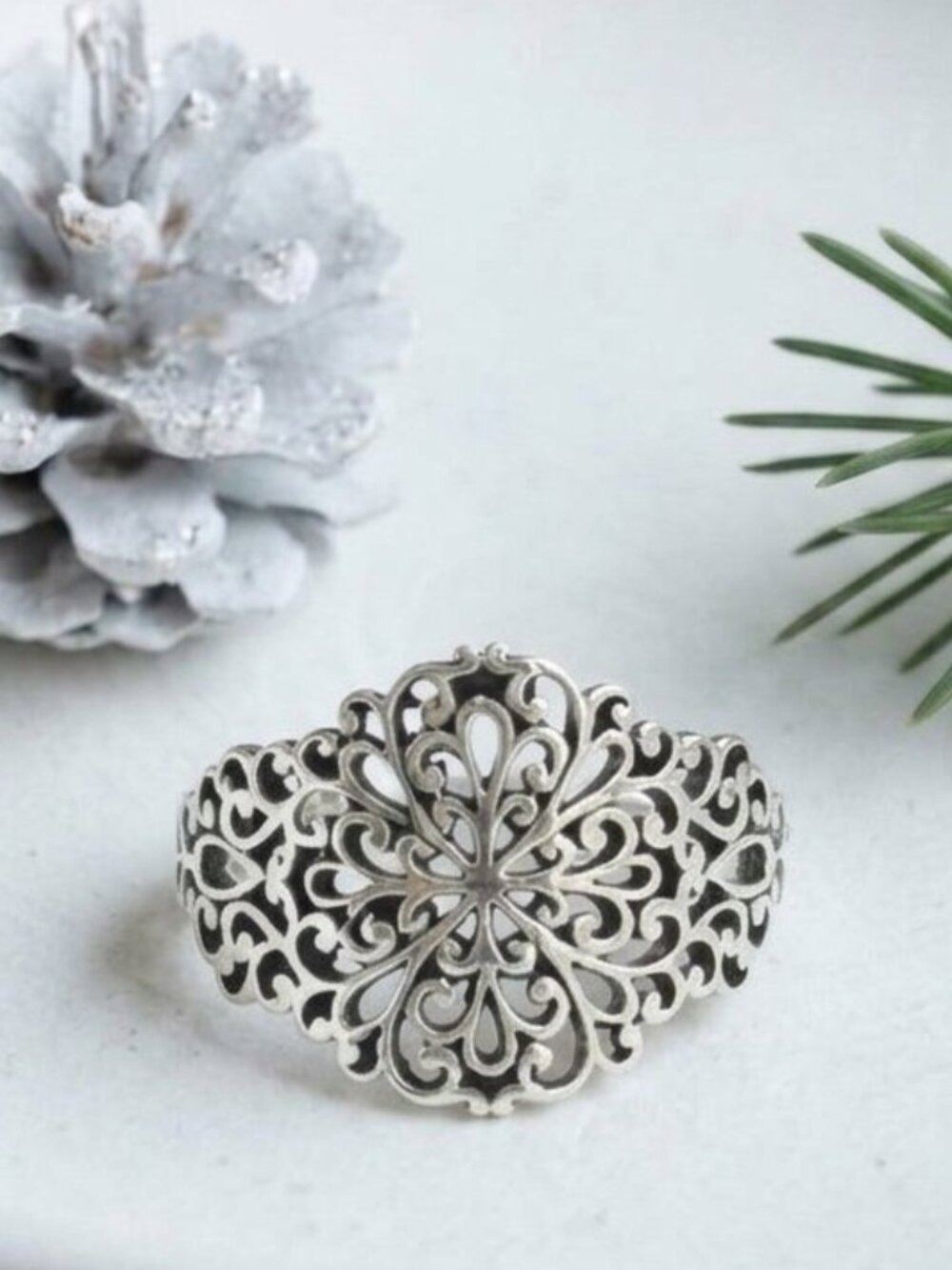 Sterling Silver Filigree Band Size 6 Renaissance